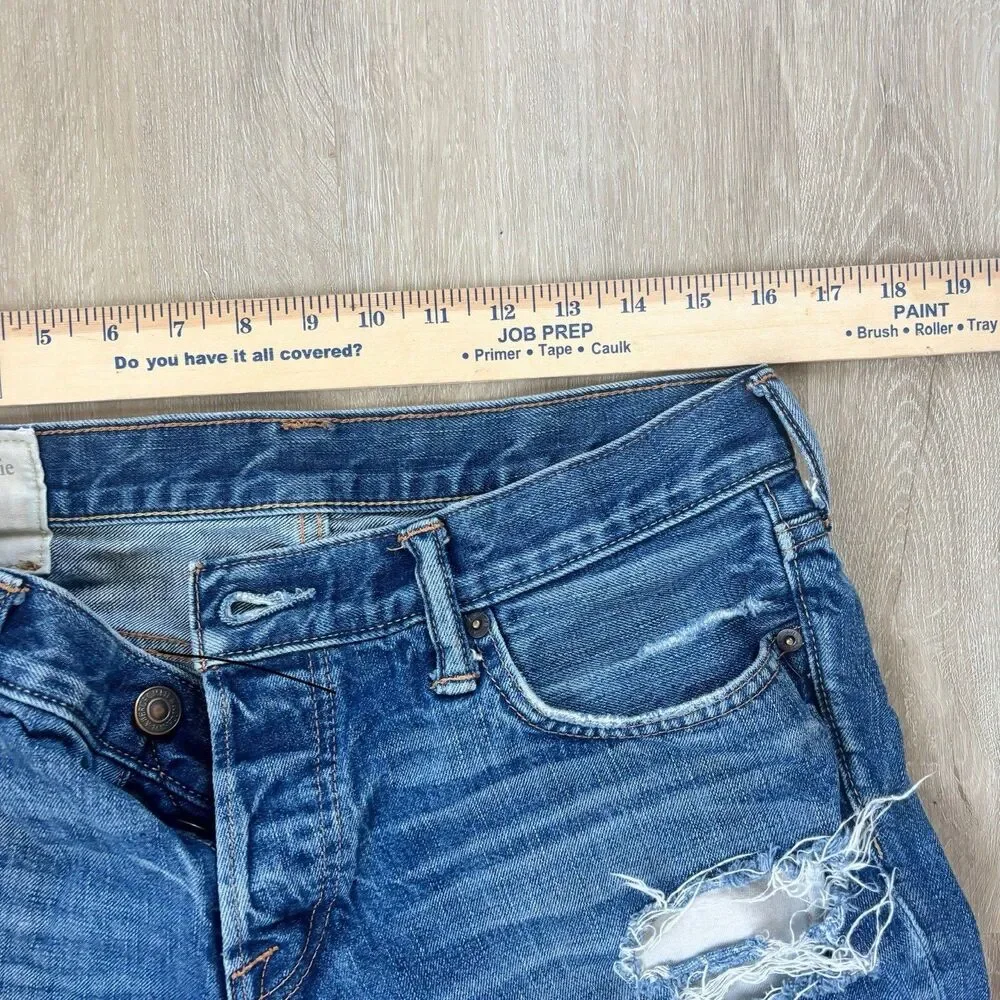 Abercrombie & Fitch Skinny Jeans Mens 32x32 Med. Wash Button Fly Distress